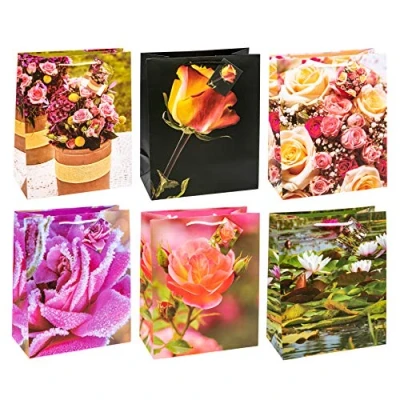 Afbeelding van TSI 84315 cadeauzakje rozen, verpakking van 12 stuks, grootte: groot (32 x 26 13,5 cm)