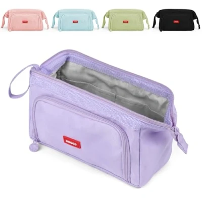 Afbeelding van Mamowla Grote Potlood Gevallen voor Meisjes Super Case Vrouwen Rits Gladde Pen Pouch Houder Briefpapier Organizer Duarable School Gevallen, Paars, Etui