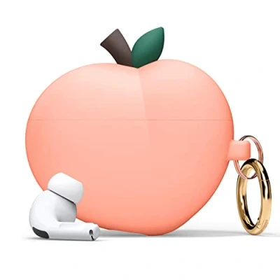 Afbeelding van elago Peach Case Compatibel met AirPods Pro 2 Peache 3D Design Hoesje Apple 2e Generatie, Sleutelhanger inbegrepen