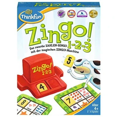 Afbeelding van ThinkFun 76352,Zingo 1 2 3: Das rasante Zahlen Bingo mit der magischen Zingo! Maschine,Wit