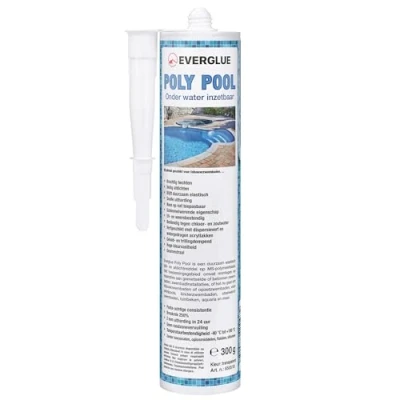 Afbeelding van Everglue Poly Pool 1K MS polymeer montagelijm voor lijmen en afdichten, onder water inzetbaar, zonder siliconen, uv bestendig, blijft duurzaam elastisch transparant