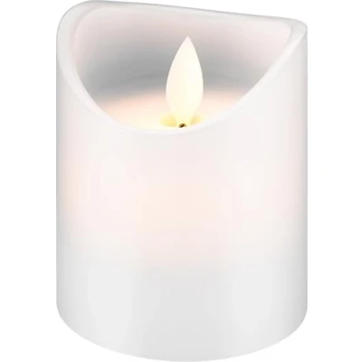 Afbeelding van Goobay 66519 led kaars met timerfunctie, warm licht, stompkaars, kaarsen van echte was, flikkerende vlam, elektrische kaarsen, adventskaarsen, 10 cm hoog, wit