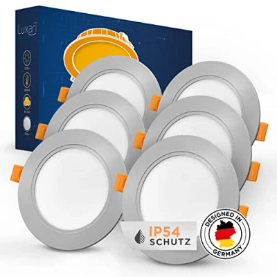 Afbeelding van Luxari LED inbouwspot 230V vlak Stralende inbouwlampen [Set van 6 9W] Badkamer Spot [3000K warm wit] Plafondspot IP54