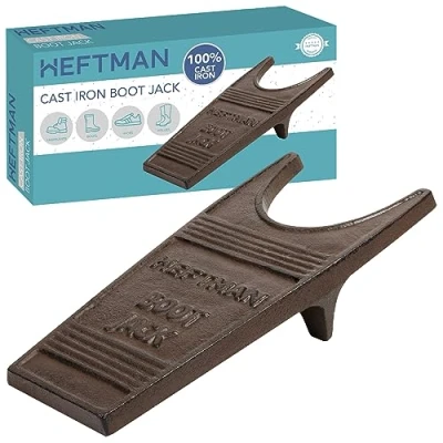 Afbeelding van HEFTMAN Boot Jack Gietijzer Zware, Rustieke Welly Remover Laarzen &amp; Regenlaarzen Roestbestendige Trekkingshendel met Schraper Groeven (1kg)