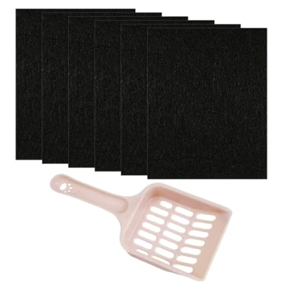 Afbeelding van 6 stuks kattentoilet koolfilter, 1 kattenbakschep, actieve kool luchtfilter, geurfilter