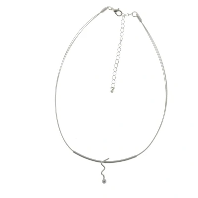 Afbeelding van Behave Ketting dames zilver kleur minimalistisch abstract design 40 cm