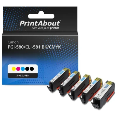 Afbeelding van Huismerk Canon PGI 580/CLI 581 BK/CMYK Inktcartridge 5 kleuren Voordeelbundel