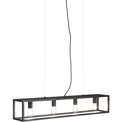Afbeelding van QAZQA Industriële hanglamp zwart Cage 4