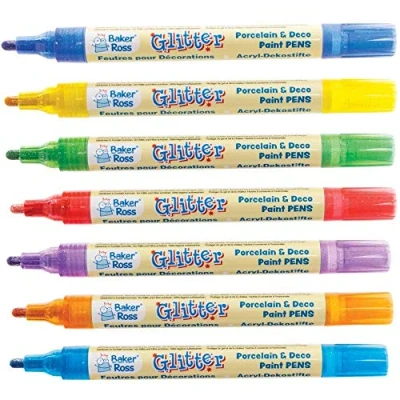 Afbeelding van Baker Ross FE193 Regenboog Glitter Porselein Verfstiften Pak van 7, Kunst en Knutselbenodigdheden, Acryl stiften voor Kinderen, Verf kinderen