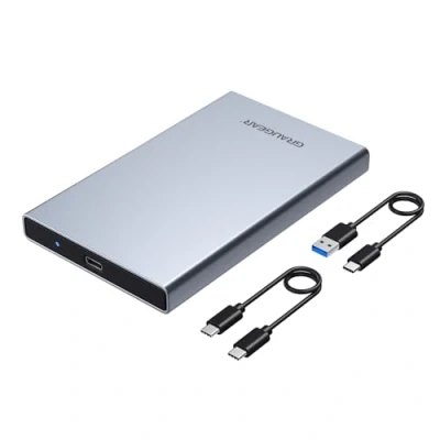 Afbeelding van GRAUGEAR, USB Type C aluminium behuizing voor 2,5 inch SATA SSD/HDD, 6 Gbit/s USAP I II III 3.2 Gen 2, naar en A kabel, G 2501 AC 10G