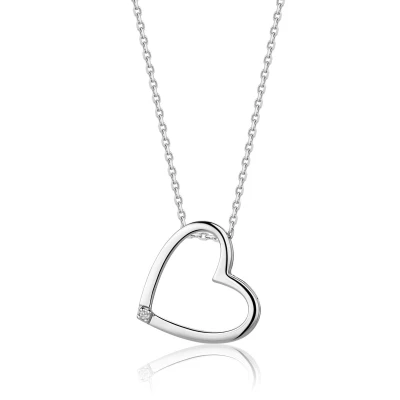 Afbeelding van Miore Zilveren Ketting met Hart en Diamant Dames 45cm