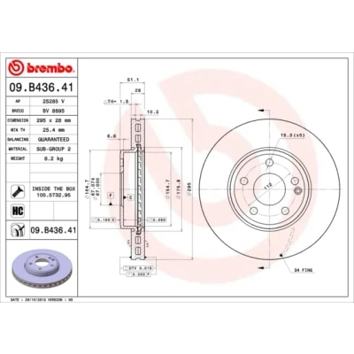 Afbeelding van Brembo Remschijf 09.B436.41