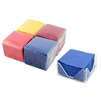 Afbeelding van Hostelnovo 400 stuks papieren servetten 100 + servethouder van plexiglas, exclusief design, verschillende kleuren, 10 x cm