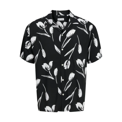 Afbeelding van Jack &amp; Jones Jjejeff Charge Resort Shirt Overhemd, Heren, Maat: Medium, Black