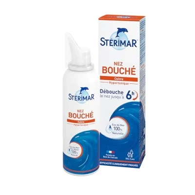 Afbeelding van STÉRIMAR Verstopte neus: langdurige decongestivum neusspray, werkt snel en tot 6 uur, met 100% natuurlijk zeewater koper, hypertonische formule, 100 ml