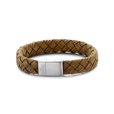 Afbeelding van Frank 1967 7FB 0201 Armband staal/leder 8 mm bruin 21 cm