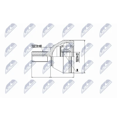 Afbeelding van Homokineet reparatie set, aandrijfas NTY NPZ LR 004