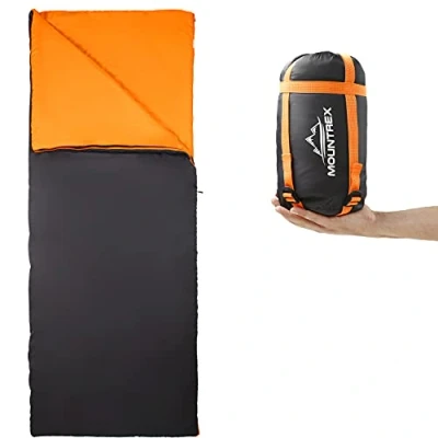 Afbeelding van MOUNTREX Slaapzak Ultralicht en Compact (730g), Zomerslaapzak voor Outdoor, Kamperen, Reizen, Festivals (200 x 75 cm) Koppelbaar (Zwart Links)