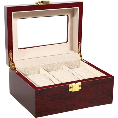 Afbeelding van Uten Luxe HorlogeBox Horlogedoos Heren &amp; Dames Juwelendoos Sieradendoos 3 vakken Hout