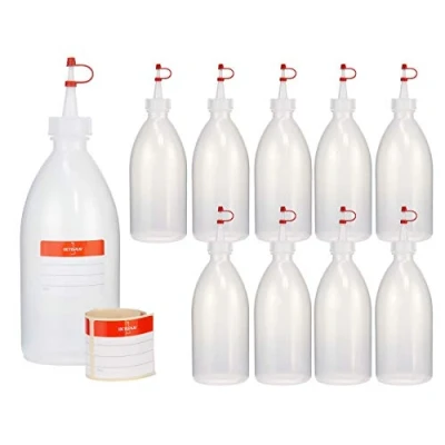 Afbeelding van Octopus 10 x 500 ml knijpflacons, spuitflacons van LDPE met druppeldop, garnatieflacons, decoratieflacons voor keuken, hobby of laboratorium