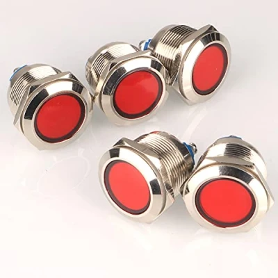 Afbeelding van GUUZI 5 stks 12 V 24 22mm LED Metalen Indicator Licht Waterdicht Signaal Lamp met Draad (Rood)