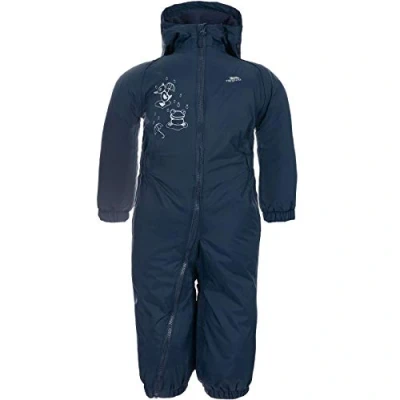 Afbeelding van Tresspass Regenpak voor kinderen, met fleece inzetstuk, waterdicht en ademend, roze marineblauw, 6 12 maanden