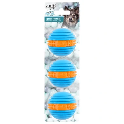Afbeelding van All For Paws Squeeze Fetch Ball 3 Pack Hondenspeelgoed 6.3x6.3x6.3 cm Oranje Blauw