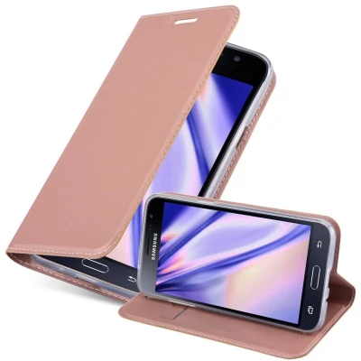 Afbeelding van Cadorabo Hoesje geschikt voor Samsung Galaxy J3 2016 in CLASSY ROSE GOUD Beschermhoes met magnetische sluiting, standfunctie en kaartvakje Book Case Cover Etui