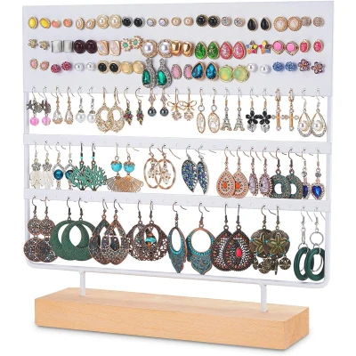 Afbeelding van Sieradenrekjes Oorbellenrekje Sieradenrekje Oorbellen Organizer Sieradenhouder Display voor Sieraden Juwelenhouder rek Juwelenrekje Standaard Oorbellenrek Opbergen opbergers 144 gaatjes Wit