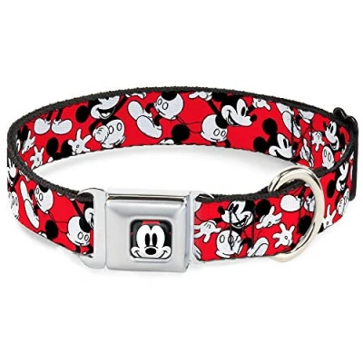 Afbeelding van Buckle Down Seatbelt Gesp Dog Collar Classic Mickey Mouse Pose Black 1&quot; Wide Past 38 66 cm Nek Large