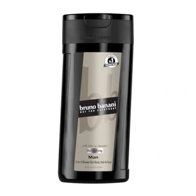 Afbeelding van bruno banani Man 3 in 1 douchegel voor mannen met klassiek mannelijke Amber Fougère geur, 250 ml