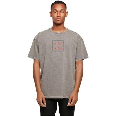 Afbeelding van Merchcode Frida Kahlo Pixels VIVA LA VIDA ACID Washed Heavy Oversize TEE Tshirt print, Heren, Maat: XXL, Asphalt