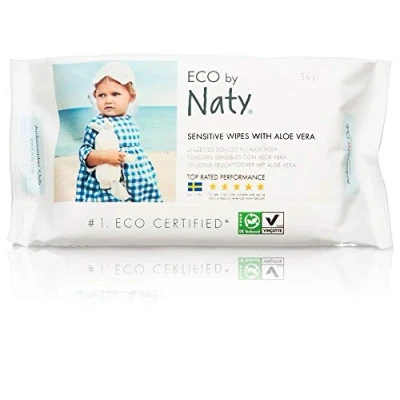 Afbeelding van ECO vochtige doekjes Sensitive met aloë vera 56 stuks Naty