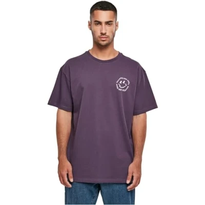 Afbeelding van Merchcode Halloween Haunted AND Happy TEE Tshirt print, Heren, Maat: Medium, Purplenight