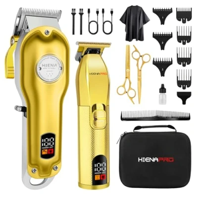 Afbeelding van HIENA PRO Professionele tondeuse set voor mannen, en trimmerset, haarknipset kapperset, draadloze kappersset met led display