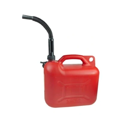 Afbeelding van 5 liter jerrycan, met VN goedkeuring en schenktuit, kunststof jerrycan voor benzine diesel, reservejerrycan, rood zwart