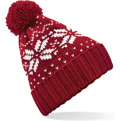 Afbeelding van Beechfield Muts Snowstar jacquard B456 Classic Red / White