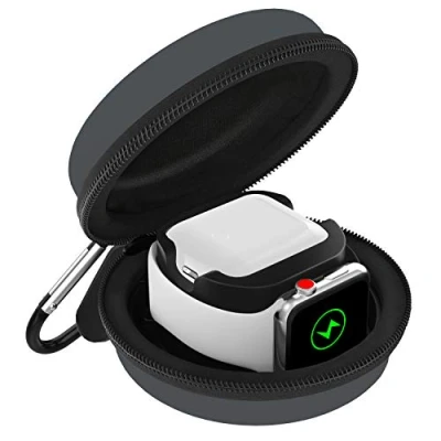 Afbeelding van MoKo Storage Box Compatible With iWatch 44mm/42mm/40mm/38mm Series 6/5/4/3/2/1/SE, Portable Protective Travel Bag Fit Stand and Airpods 2 &amp; 1 Charging Case Station Dock, Space Gray