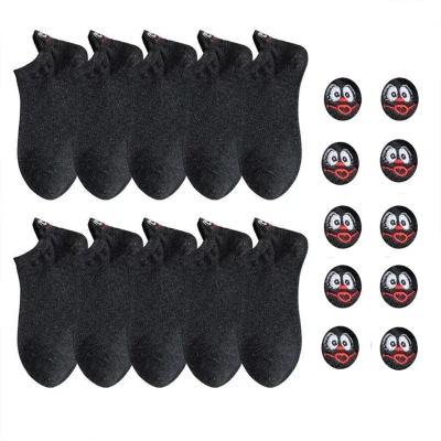 Afbeelding van Smiling Socks Classic Black Sneaker Sokken 10 Paar Maat 35 41