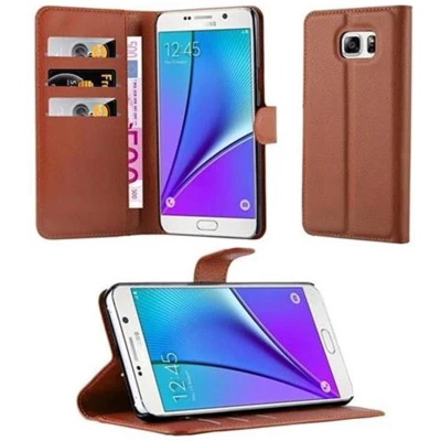 Afbeelding van Cadorabo Hoesje geschikt voor Samsung Galaxy NOTE 5 in CHOCOLADE BRUIN Beschermhoes Cover magnetische sluiting Case