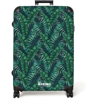 Afbeelding van NoBoringSuitcases.com® Koffer groot Reiskoffer lichtgewicht Palm bladeren patroon groen Rolkoffer met 4 wielen Grote trolley XL 98 liter bagage