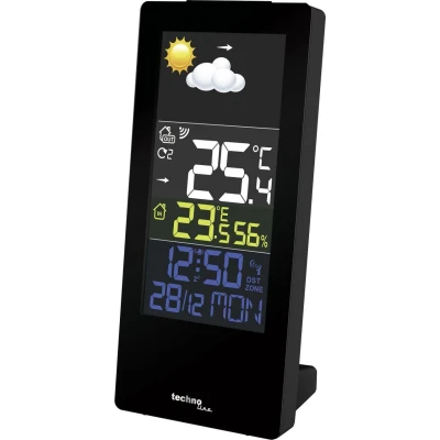 Afbeelding van Technoline WS 6446 draadloos weerstation met buitensensor, digitale thermometer, kamerthermometer voor binnen en buiten, vochtigheid weersvoorspelling, luchtdruk, kleurendisplay, wekker