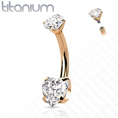 Afbeelding van Piercing titanium hartje rose gold plated