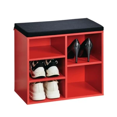 Afbeelding van Kesper Schoenenkast Met Zitkussen, Materiaal: Hardboard, Afmetingen: B51,5 x H48 cm L29,5 cm, Kleur: Rood, Zwart 15963