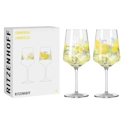 Afbeelding van RITZENHOFF 2931020 aperitiefglas 500 ml serie Sommerdauw voor spuit of schorle motief citroen Made in Germany, groen, geel, wit