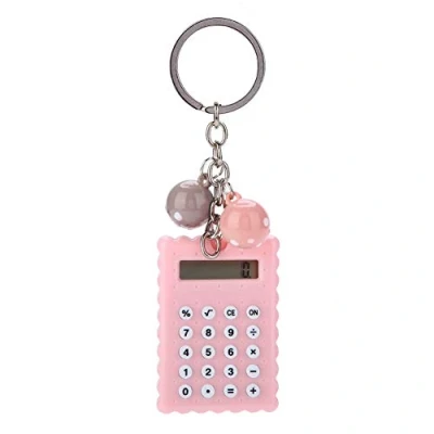 Afbeelding van ASHATA Mini rekenmachine met sleutelgesp,Draagbare schattige koekjes stijl sleutelhanger calculator,Student Pocket Calculator snoep kleur (roze)