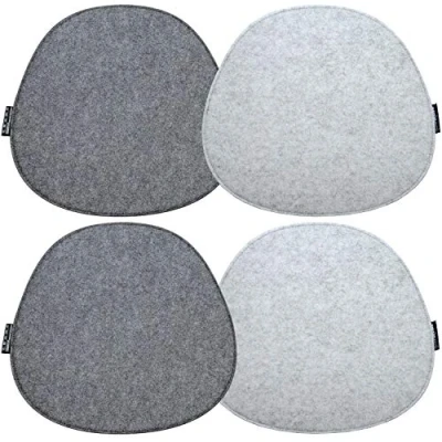 Afbeelding van DuneDesign 4 vilten zitkussen ovaal 40x37cm stoelkussen stoelpad 8mm lichtgrijs