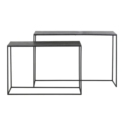 Afbeelding van Light &amp; Living Boca sidetable set van 2 antiek mat zwart Metaal