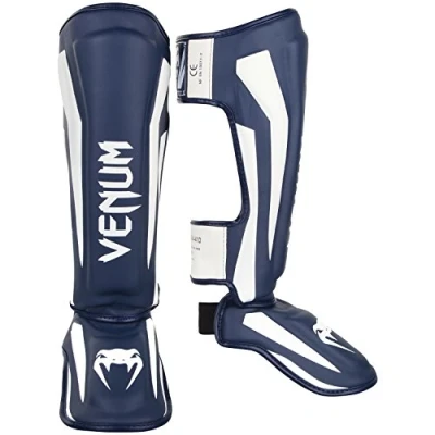 Afbeelding van Venum Elite Kickboks Scheenbeschermers Wit/Marineblauw XL