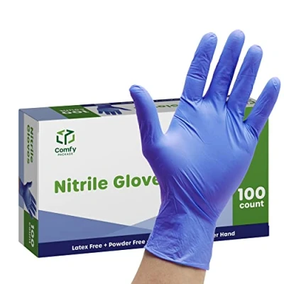 Afbeelding van [100 stuks] Nitril wegwerphandschoenen, 4 mil, latex en rubbervrij, niet steriele poedervrije handschoenen L